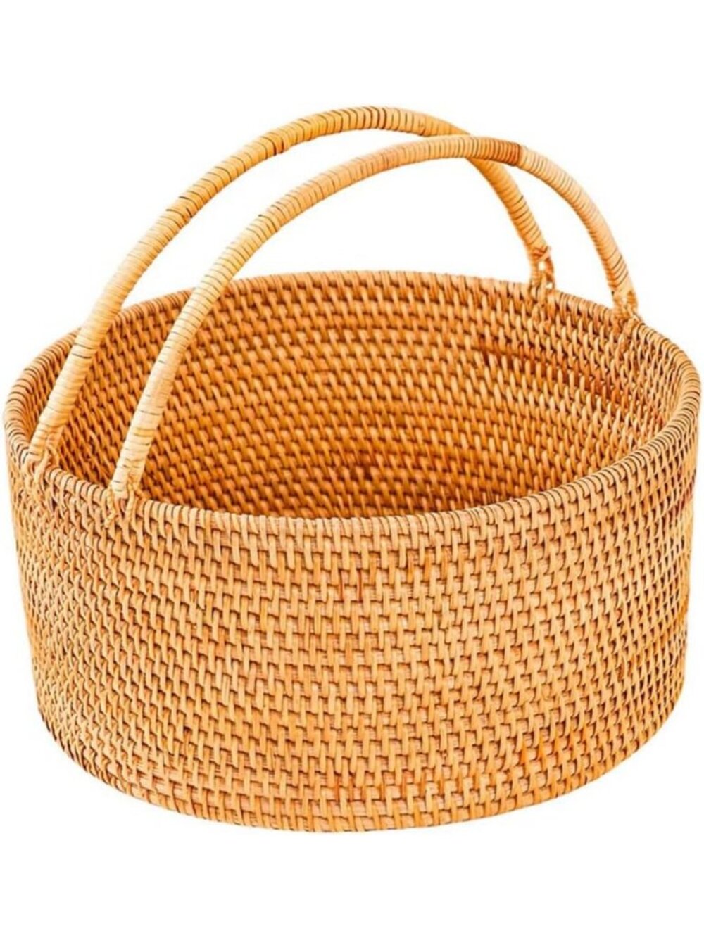 Handwoven Rattan Picnic Basket - Rustic Storage, 13x13x5.1 for Outdoor Fun
